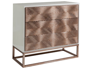 Lexington Artistica Home Credo Hall Chest - Exquisite Mixed Media Design With Moiré Effect, Soft-close Drawers & Iron Base Creamy White Wood 2055-973