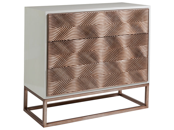 Lexington Artistica Home Credo Hall Chest - Exquisite Mixed Media Design With Moiré Effect, Soft-close Drawers & Iron Base Creamy White Wood 2055-973