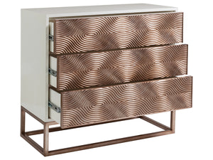 Lexington Artistica Home Credo Hall Chest - Exquisite Mixed Media Design With Moiré Effect, Soft-close Drawers & Iron Base Creamy White Wood 2055-973