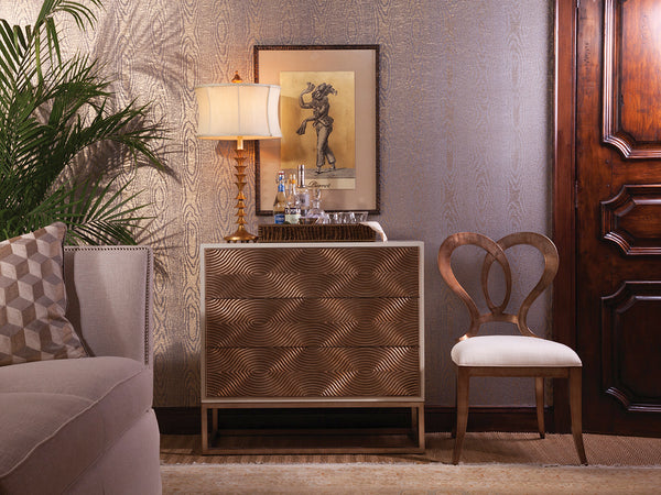 Lexington Artistica Home Credo Hall Chest - Exquisite Mixed Media Design With Moiré Effect, Soft-close Drawers & Iron Base Creamy White Wood 2055-973