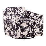 OSP Home Furnishings Cassie Swivel Arm Chair Black Cow