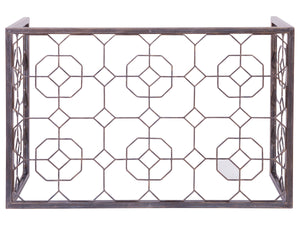 Lexington Artistica Home Honeycomb Rectangular Cocktail Table - Hand-forged Iron Base & Beveled Glass Top For Modern Elegance St. Laurent Wood 2056-945-44