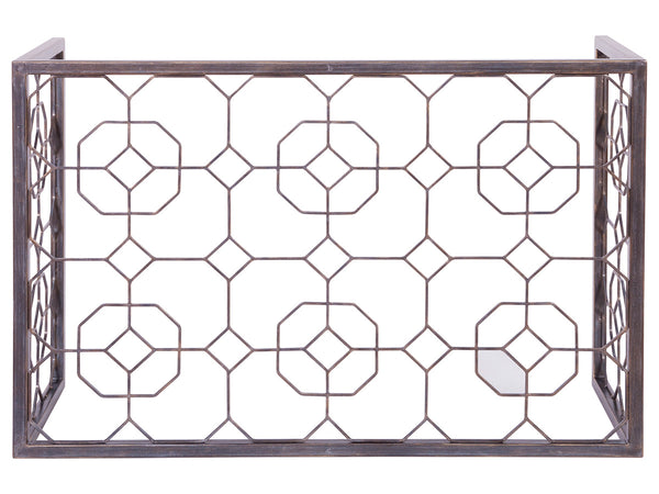 Lexington Artistica Home Honeycomb Rectangular Cocktail Table - Hand-forged Iron Base & Beveled Glass Top For Modern Elegance St. Laurent Wood 2056-945-44