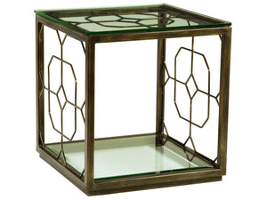 Lexington Artistica Home Honeycomb Square End Table - Hand-forged Iron Base With Beveled Glass Top & Exquisite Craftsmanship Renaissance Wood 2056-957-45