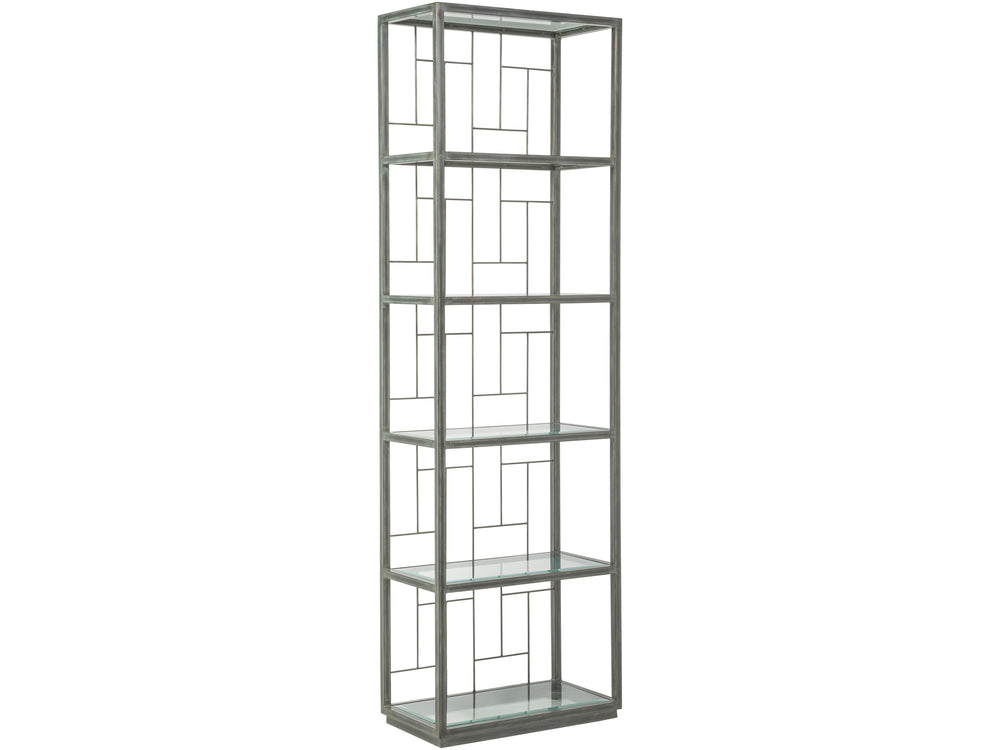 Lexington Artistica Home Mid Geo Etagere - Hand-forged Iron With Exquisite Beveled Glass Shelves For Elegant Home Decor St. Laurent Wood 2056-989-44