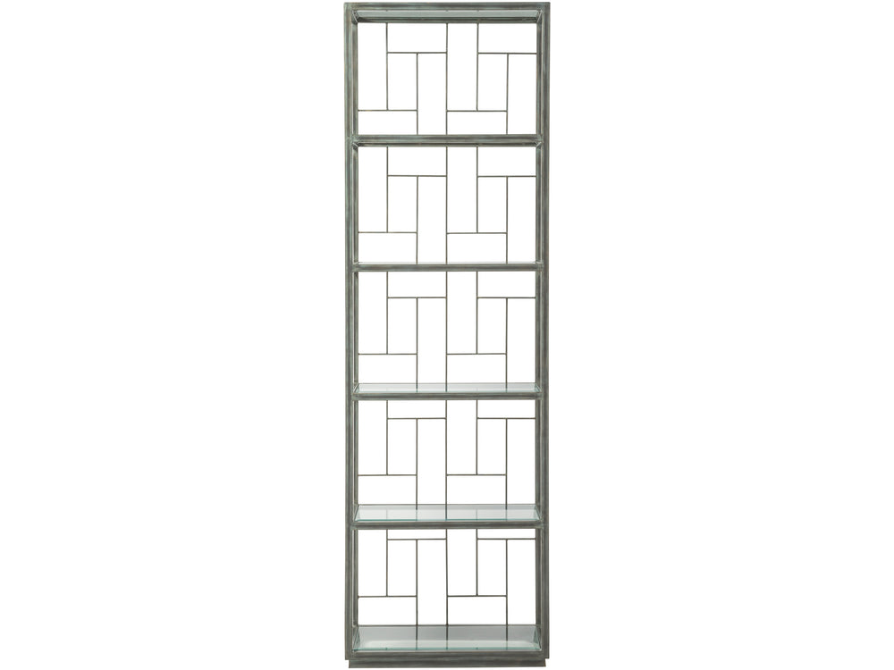 Lexington Artistica Home Mid Geo Etagere - Hand-forged Iron With Exquisite Beveled Glass Shelves For Elegant Home Decor St. Laurent Wood 2056-989-44