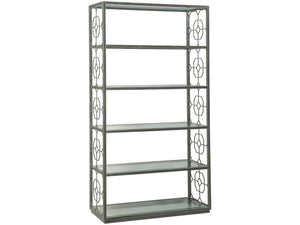 Lexington Artistica Home Honeycomb Etagere - Hand-forged Iron Frame With Six Beveled Glass Shelves For Elegant Display St. Laurent Wood 2056-991-44