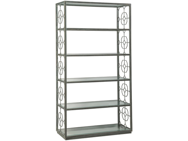 Lexington Artistica Home Honeycomb Etagere - Hand-forged Iron Frame With Six Beveled Glass Shelves For Elegant Display St. Laurent Wood 2056-991-44