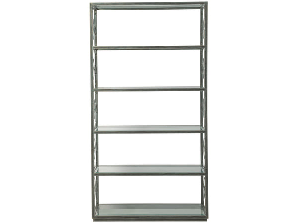 Lexington Artistica Home Honeycomb Etagere - Hand-forged Iron Frame With Six Beveled Glass Shelves For Elegant Display St. Laurent Wood 2056-991-44