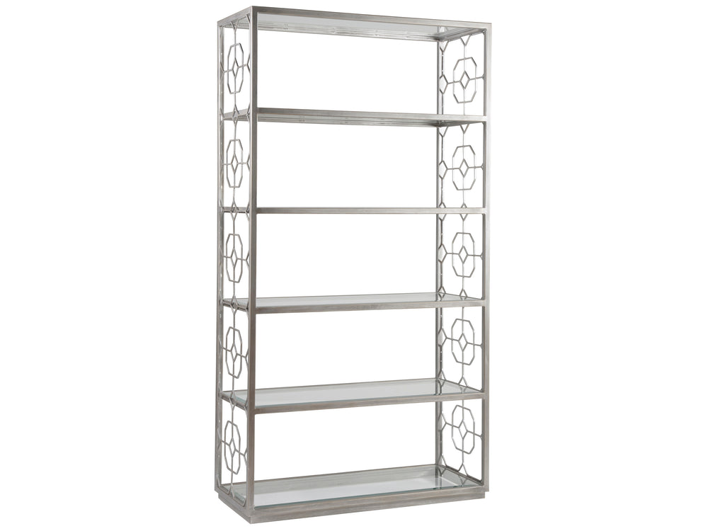 Lexington Artistica Home Honeycomb Etagere - Hand-forged Iron Frame With Six Beveled Glass Shelves For Elegant Display Argento Wood 2056-991-46