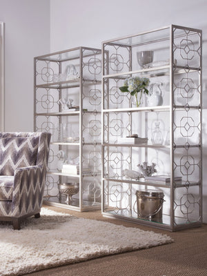 Lexington Artistica Home Honeycomb Etagere - Hand-forged Iron Frame With Six Beveled Glass Shelves For Elegant Display Argento Wood 2056-991-46