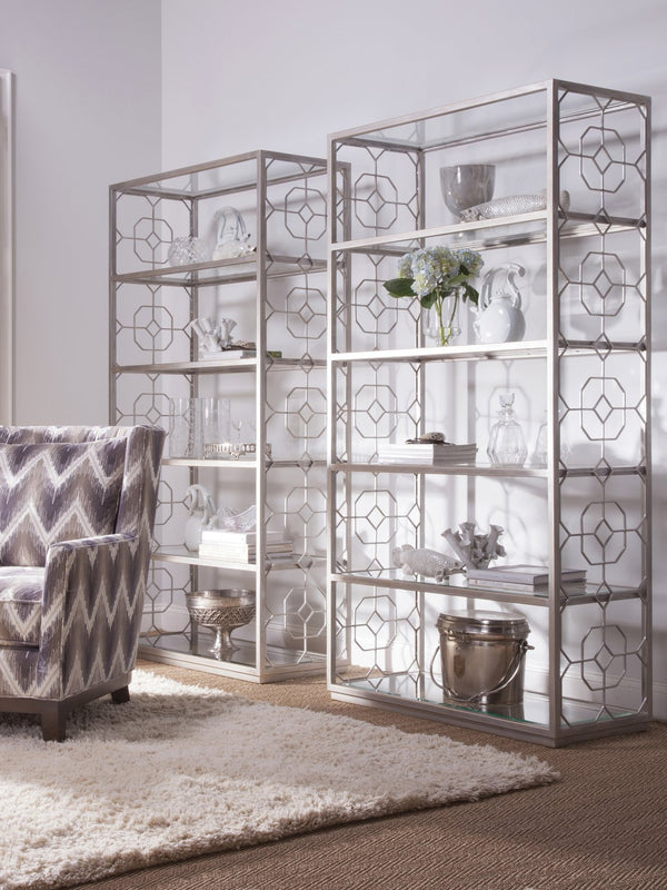 Lexington Artistica Home Honeycomb Etagere - Hand-forged Iron Frame With Six Beveled Glass Shelves For Elegant Display Argento Wood 2056-991-46