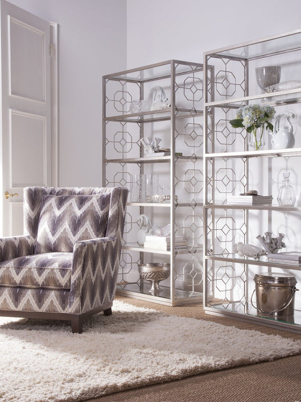 Lexington Artistica Home Honeycomb Etagere - Hand-forged Iron Frame With Six Beveled Glass Shelves For Elegant Display Argento Wood 2056-991-46