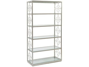 Lexington Artistica Home Honeycomb Etagere - Hand-forged Iron Frame With Six Beveled Glass Shelves For Elegant Display Silver Leaf Wood 2056-991-47