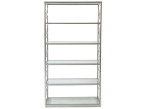 Lexington Artistica Home Honeycomb Etagere - Hand-forged Iron Frame With Six Beveled Glass Shelves For Elegant Display Silver Leaf Wood 2056-991-47