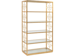 Lexington Artistica Home Honeycomb Etagere - Hand-forged Iron Frame With Six Beveled Glass Shelves For Elegant Display Gold Leaf Wood 2056-991-48