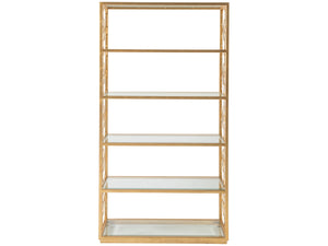 Lexington Artistica Home Honeycomb Etagere - Hand-forged Iron Frame With Six Beveled Glass Shelves For Elegant Display Gold Leaf Wood 2056-991-48