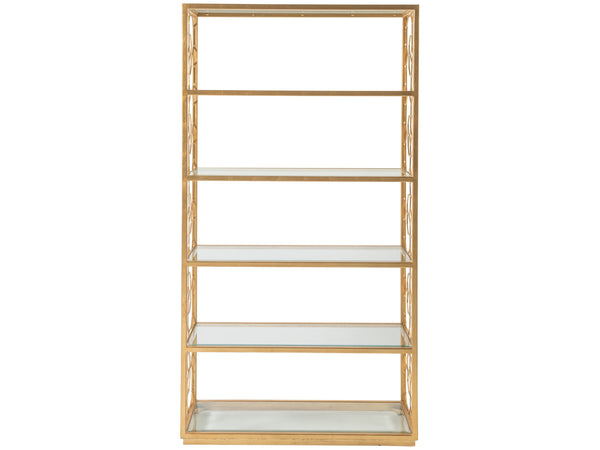 Lexington Artistica Home Honeycomb Etagere - Hand-forged Iron Frame With Six Beveled Glass Shelves For Elegant Display Gold Leaf Wood 2056-991-48