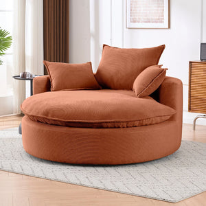 English Elm 360 Swivel Corduroy Barrel Lounge Chair with Pillows for Living Room or Bedroom Orange W1752P410949