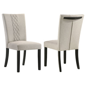 English Elm Modoc Beige Fabric Dining Chairs with Cross-hatch Back and Black Legs Set of 2 B062P447807