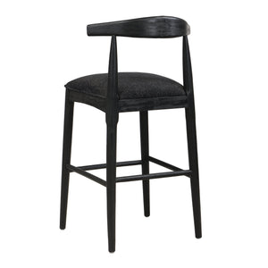English Elm Christopher Knight Home® - BAR STOOL ladder-back farmhouse set of 2 with upholstered rubberwood seats, tapered legs, timeless charm Black N771P339893H