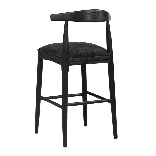 English Elm Christopher Knight Home® - BAR STOOL ladder-back farmhouse set of 2 with upholstered rubberwood seats, tapered legs, timeless charm Black N771P339893H