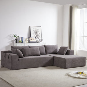 English Elm Modern Chenille Modular Sectional Sofa Set - Stylish L-Shaped Couch With Right Chaise & 6 Pillows W834P240002