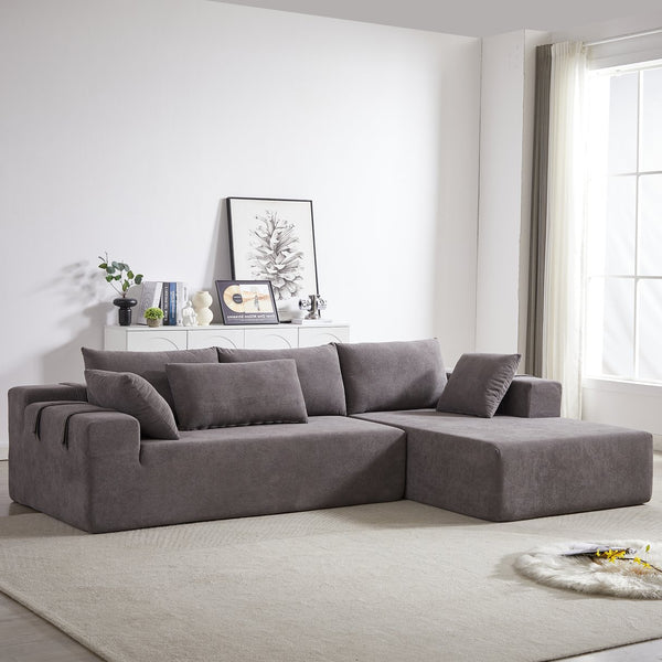 English Elm Modern Chenille Modular Sectional Sofa Set - L-Shaped Design With 6 Pillows For Ultimate Comfort W834S00399