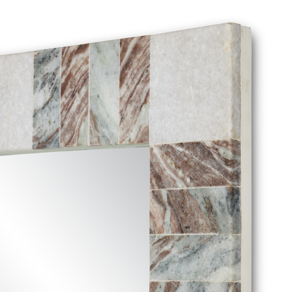 Elena Rectangular Mirror - Artisan White & Toronto Marble Frame, Dual Orientation, Modern Elegance