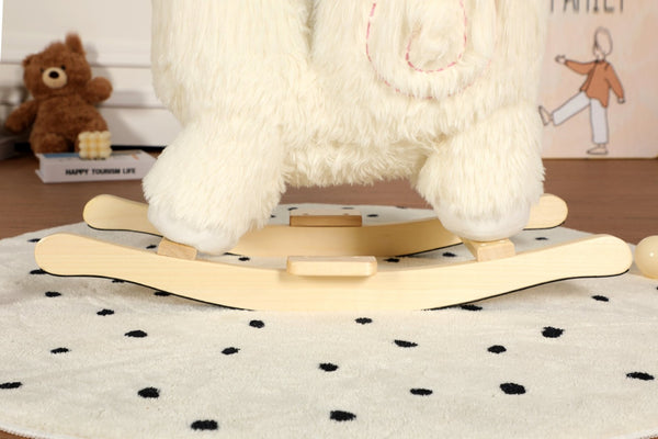 English Elm Kids Alpaca Plush Rocking Toy with Lullaby Sounds Jingle Bells and Safety Belt W3723P374144