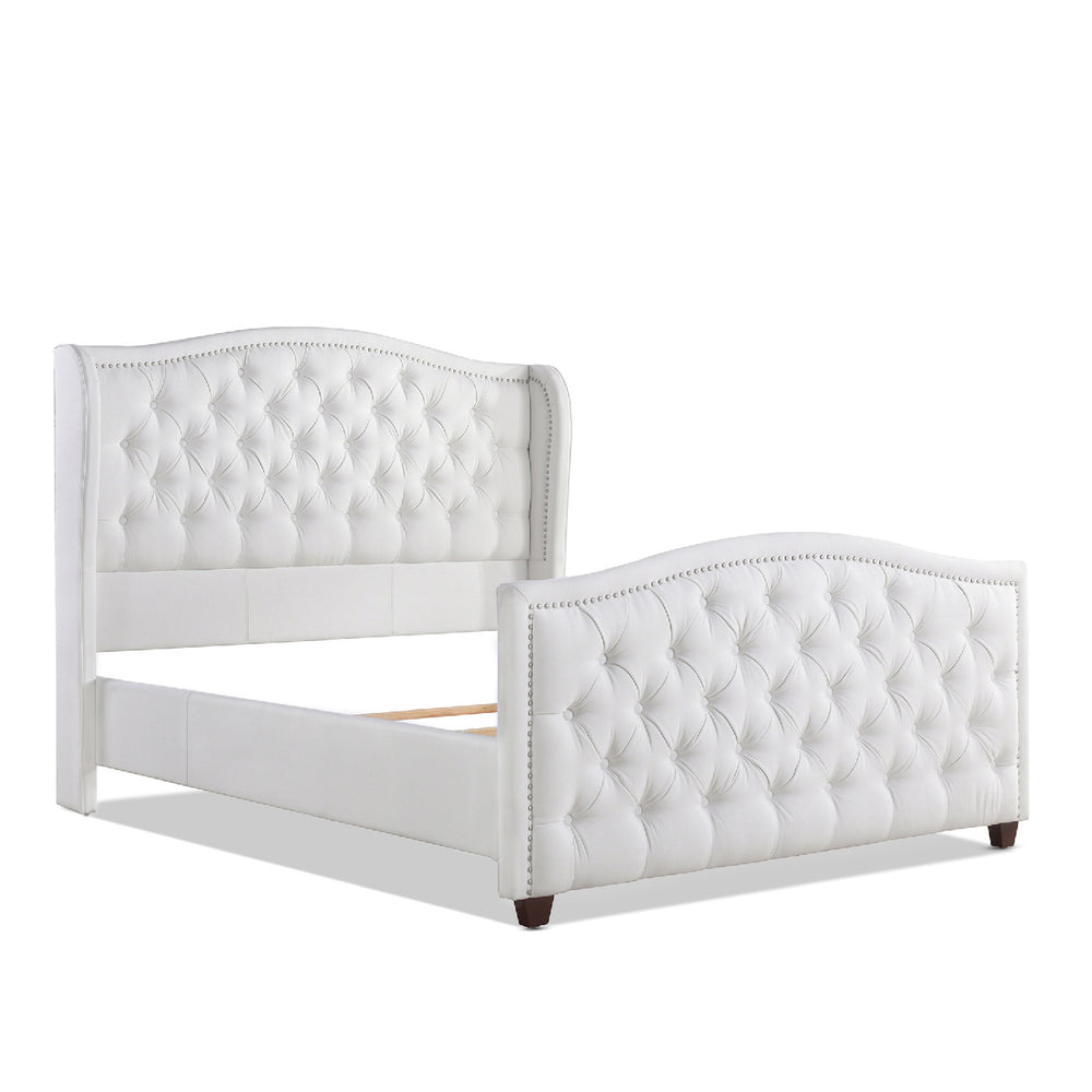 English Elm Jennifer Taylor Home - Marcella Upholstered Shelter Headboard Bed Set - Luxurious Queen Size In Bright White For Elegant Bedrooms B2719P238220