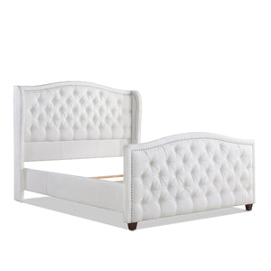 English Elm Jennifer Taylor Home - Marcella Upholstered Shelter Headboard Bed Set - Luxurious Queen Size In Bright White For Elegant Bedrooms B2719P238220