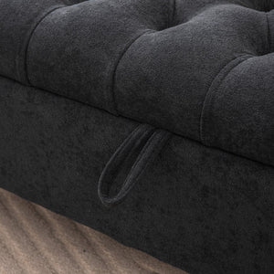 English Elm 65.75" Upholstered Storage Bench Napped Fabric Dual Lids Walnut Legs Bedroom Seating W3098P397303