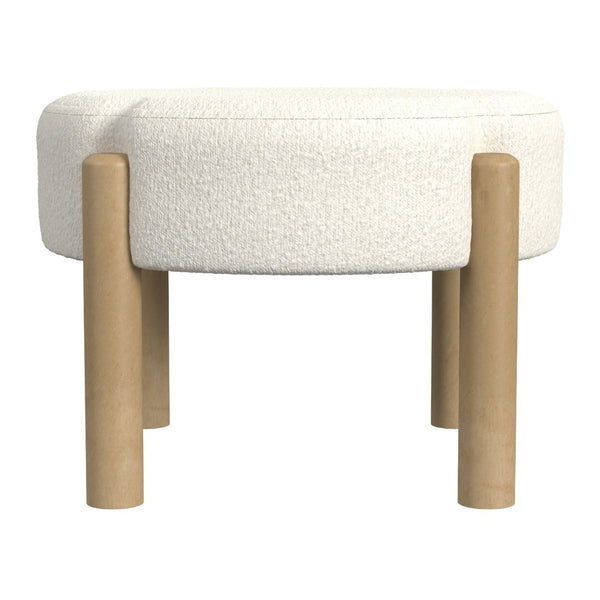 English Elm Eli Round Boucle Ottoman Footstool with Hardwood Legs for Living Room Seating B056P416982