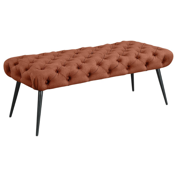 English Elm Galiano Velvet Button Tufted Bench with Polished Steel Legs for Bedroom Entryway Rust B062P441134