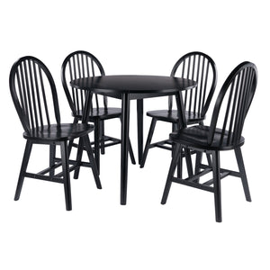 Winsome Wood Moreno 5-piece Dining Set: Stylish Drop Leaf Table & Windsor Chairs, Perfect For Small Spaces! Black Solid ,Composite Wood 20587-winsome-wood