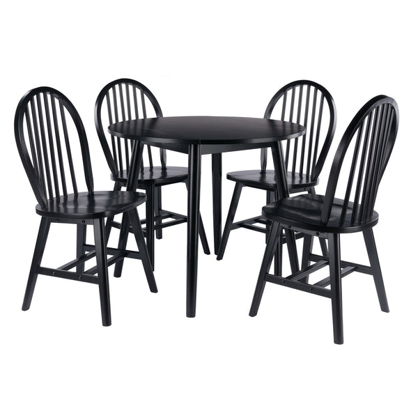 Winsome Wood Moreno 5-piece Dining Set: Stylish Drop Leaf Table & Windsor Chairs, Perfect For Small Spaces! Black Solid ,Composite Wood 20587-winsome-wood