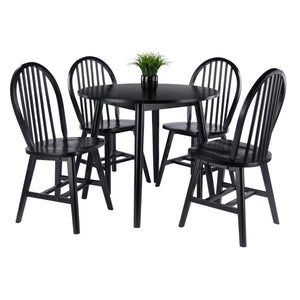 Winsome Wood Moreno 5-piece Dining Set: Stylish Drop Leaf Table & Windsor Chairs, Perfect For Small Spaces! Black Solid ,Composite Wood 20587-winsome-wood