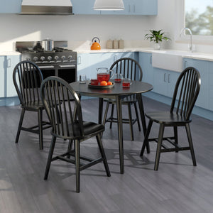 Winsome Wood Moreno 5-piece Dining Set: Stylish Drop Leaf Table & Windsor Chairs, Perfect For Small Spaces! Black Solid ,Composite Wood 20587-winsome-wood