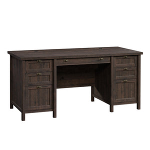 English Elm Executive Desk - Warm Brown Finish With Ample Storage, Cable Management & Durable Design For Home Office B356P402585