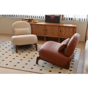 English Elm Cute Faux Leather Armless Accent Chair Solid Wood Legs Cushioned Seat Modern Brown W2105P440978