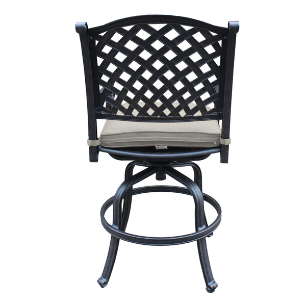 English Elm Cast Aluminum Counter Stools Set Of 2 With Swivel Seats And All-Weather Cushions For Outdoor Relaxation B010P278348