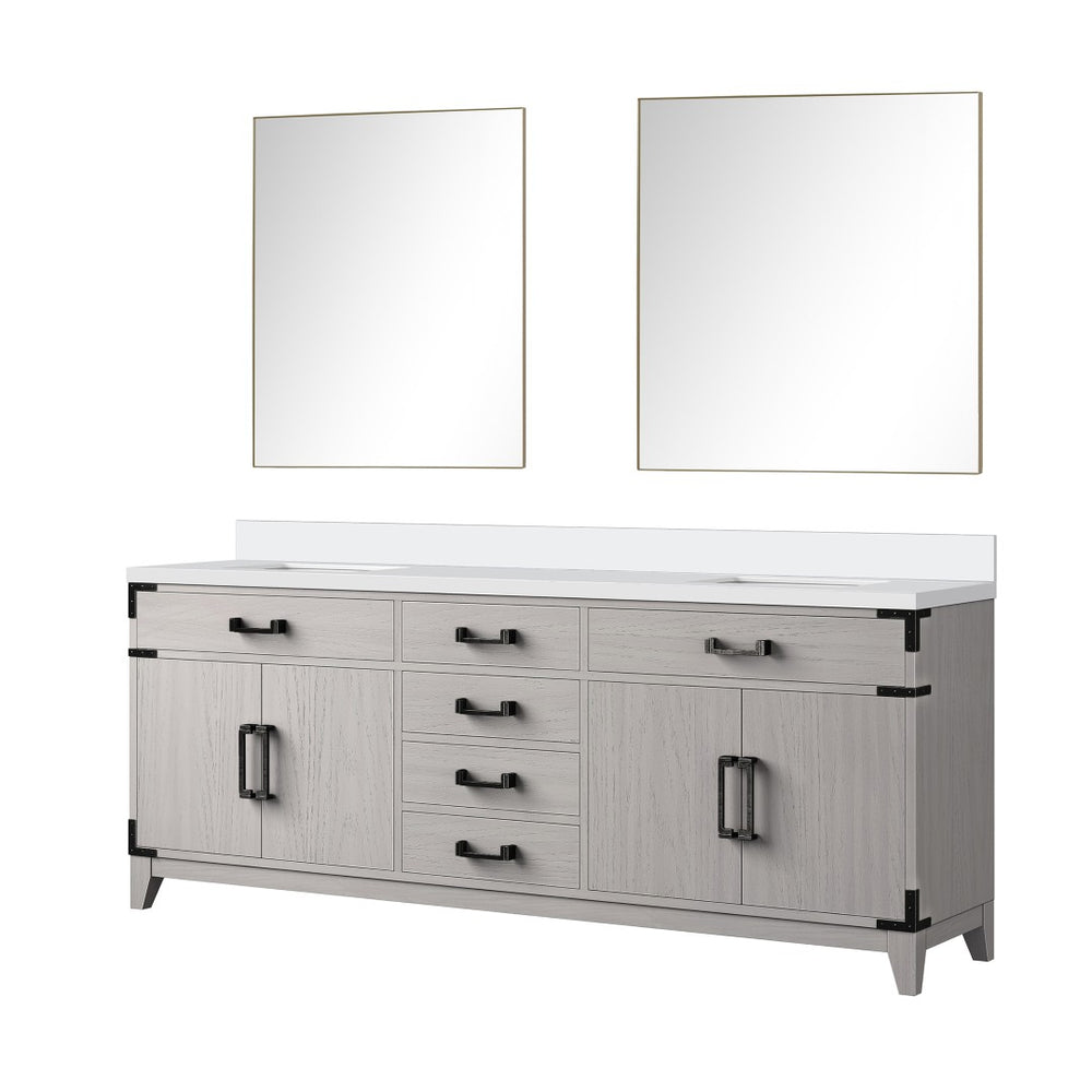 English Elm White Oak Double Bath Vanity Set With Cultured Marble Tops & Mirrors - Stylish Storage Solution For Two B2731S01618-GIGA