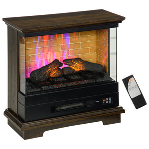 English Elm HOMCOM 26" Electric Fireplace Stove with Remote, 7 Flame Brightness, 12H Timer, 1400W Heater W2225P173996