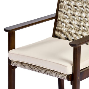 English Elm Outdoor Acacia Wood Wicker Rattan Armchairs with Cushions for Patio Poolside Beige,Dark Brown N768P374497B