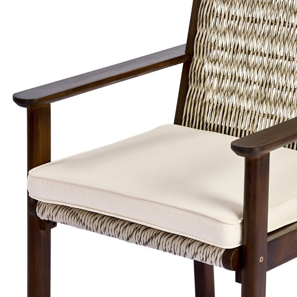 English Elm Outdoor Acacia Wood Wicker Rattan Armchairs with Cushions for Patio Poolside Beige,Dark Brown N768P374497B