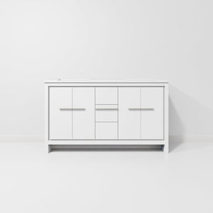 English Elm White Double Bath Vanity With White Quartz Top, 60" W For Elegant Storage & Modern Style Upgrade B2731P259468-GIGA