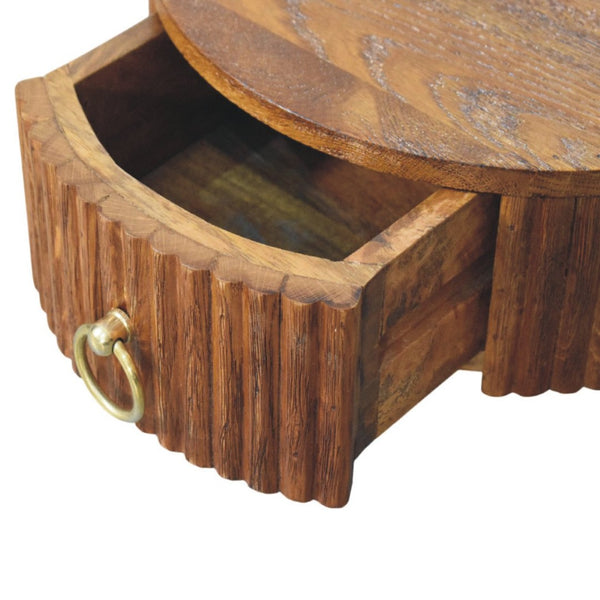 English Elm Artisan Solid Oak Wall Mounted Floating Nightstand with Ring Pull Handcrafted Finish B182P442344
