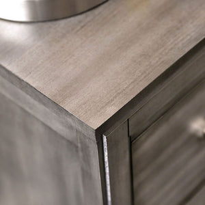 English Elm Beautiful Solid Wood Transitional Nightstand with Veneers, Contemporary Bedside Table, Sturdy 24" Height Gray 27 L x 19 W x 28 H B011P324379