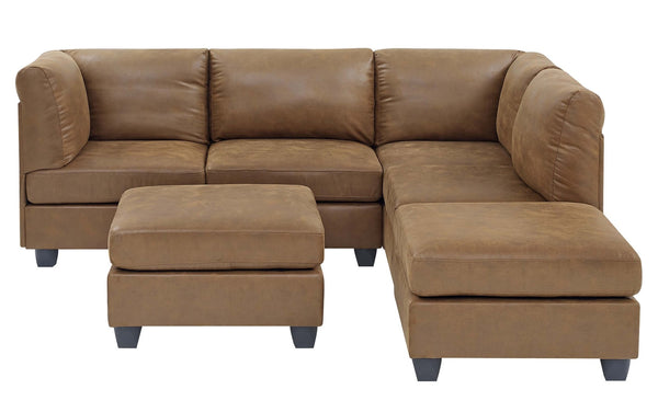 English Elm Faux Leather Modular Sectional Sofa Flexible Pu Upholstered Living Room Seating B2748S00045
